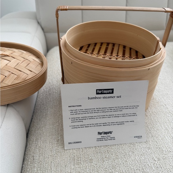 New Pier 1 Bamboo Steamer Set - Picture 3 of 4